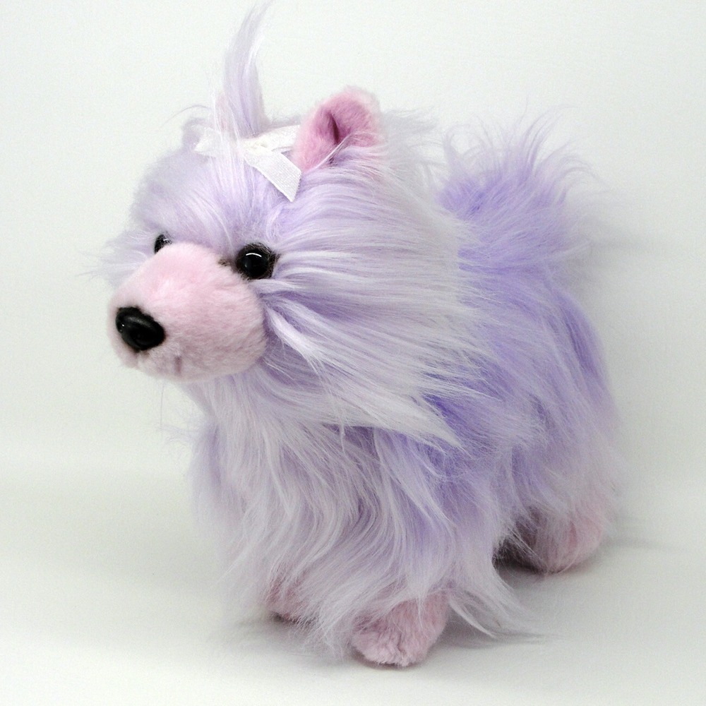 FAO Schwartz Yorkie Dog Plush Purple and Pink Fancy Pets Bow Stuffed Animal
